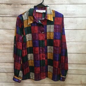VINTAGE YVES ST CLAIR JEWEL TONE COLOR BLOCK TOP‎